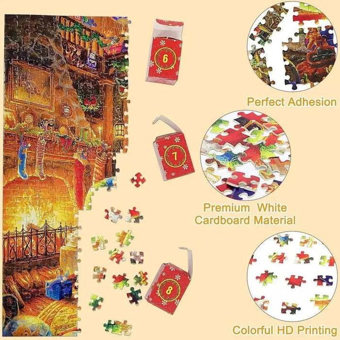 Puzzle Advent Calendar Jigsaw Calendar 2024, 1008 Puzzle Pieces, 24 Days - Fireplace