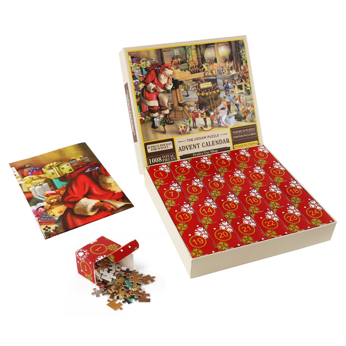 Pussel julkalender 2024, 1008 pusselbitar 24 dagars Toy Shop Adventskalender