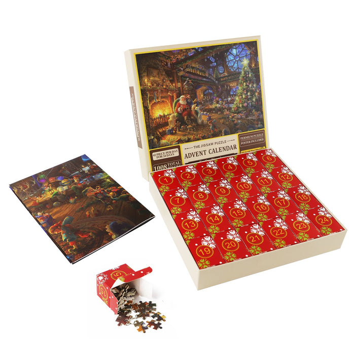 Puzzle Advent Calendar Jigsaw Calendar 2024, 1008 Puzzle Pieces, 24 Days - Fireplace