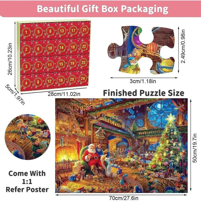 Puzzle Advent Calendar Jigsaw Calendar 2024, 1008 Puzzle Pieces, 24 Days - Fireplace